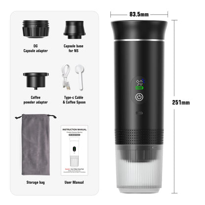 Cafetera eléctrica portátil inalámbrica.