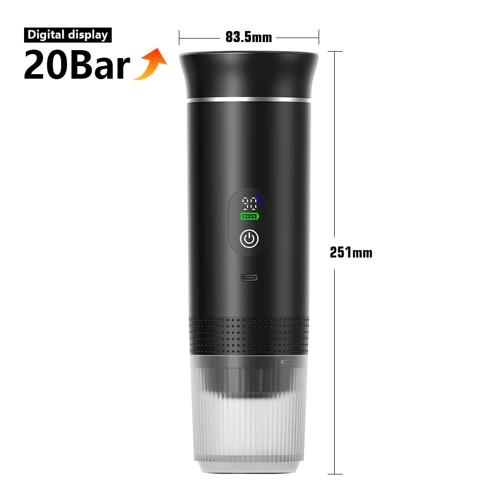 Cafetera eléctrica portátil inalámbrica.